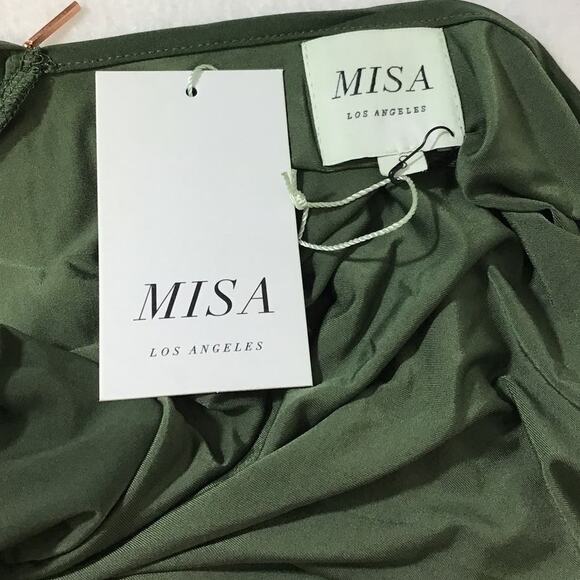 MISA LOS ANGELES SZ S Green Plunging Neck Twist Xenia Knot Maxi Dress NWT b41 - Picture 8 of 10